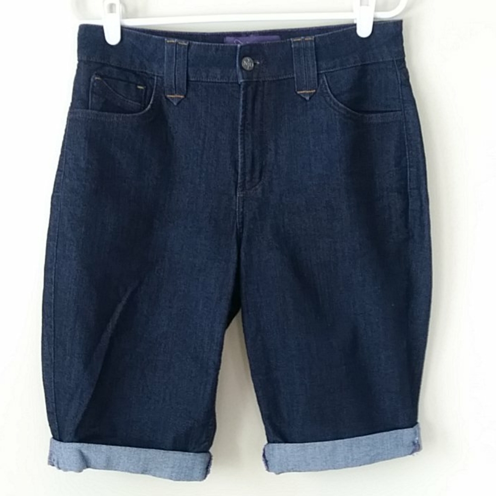 NYDJ Lift Tuck Bermuda Cuffed Shorts Navy Size 6